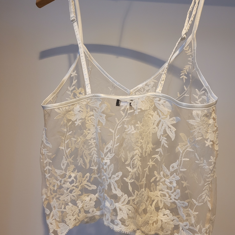 Cosabella Italy Sheer Embroidered Camisole Ivory XS/S Chic Layering Top - Picture 3 of 4